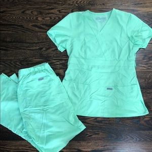 “Toothpaste” colored scrubs